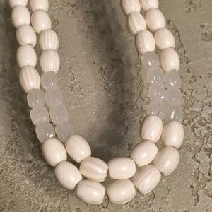 Terrific 80's Style White Beaded Statement Necklace